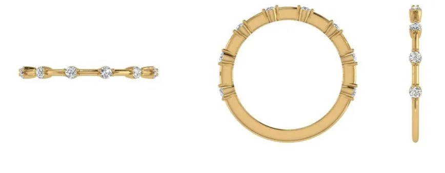 Half Eternity Spaced Diamonds Band and Solitaire Ring