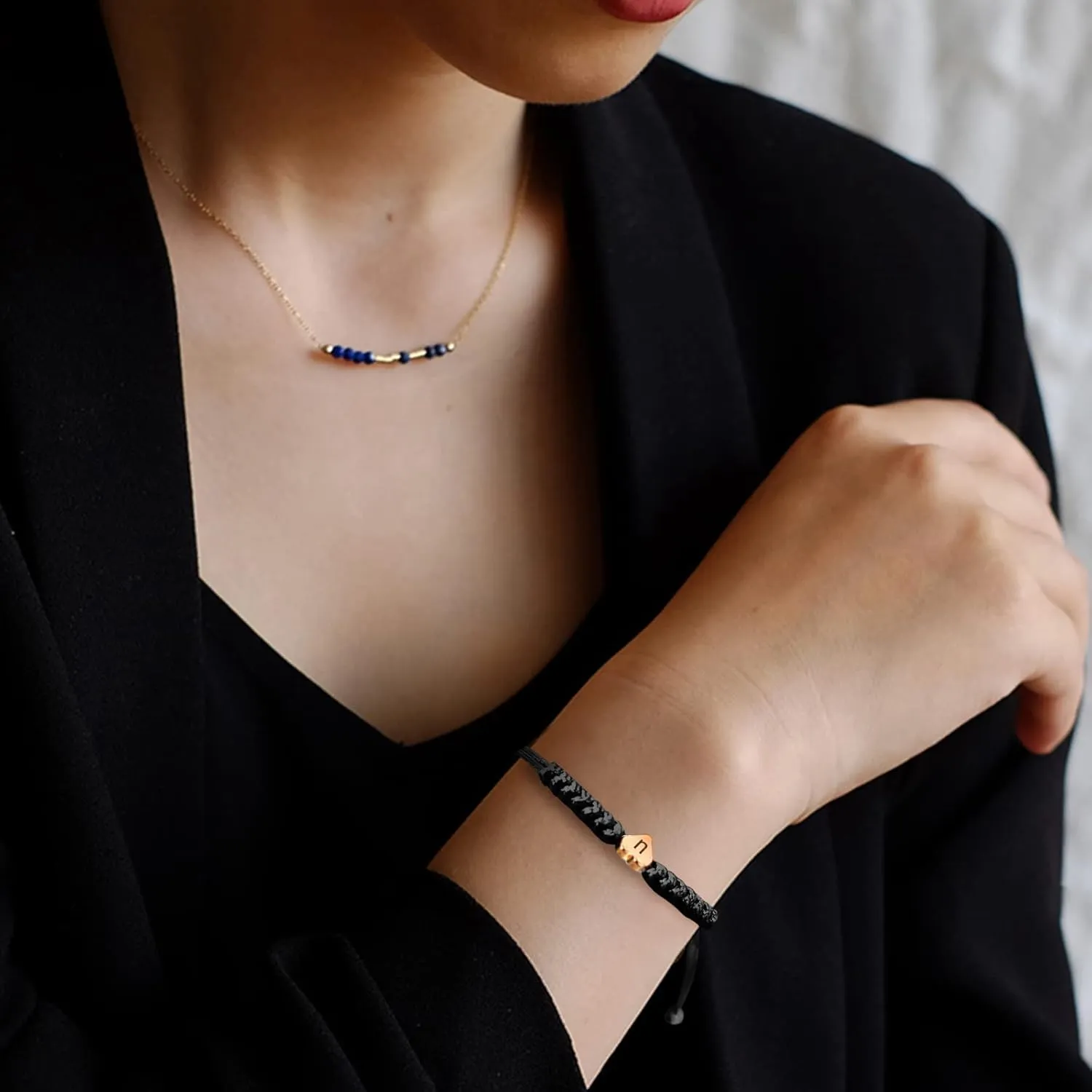 Initial Bracelets for teen girls/boys, Initial S Letter Bracelets Charm Bracelets Handmade Bracelets for Valentines Day Mother's Day Birthday Graduation Gifts (Black, S)