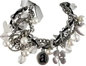 Initial Letter A Charm Bracelet Beaded Silver Tone Chain 7" NWT Fashion Bracelets for Women Trendy Accessories for Women Stylish Additions Chic Details