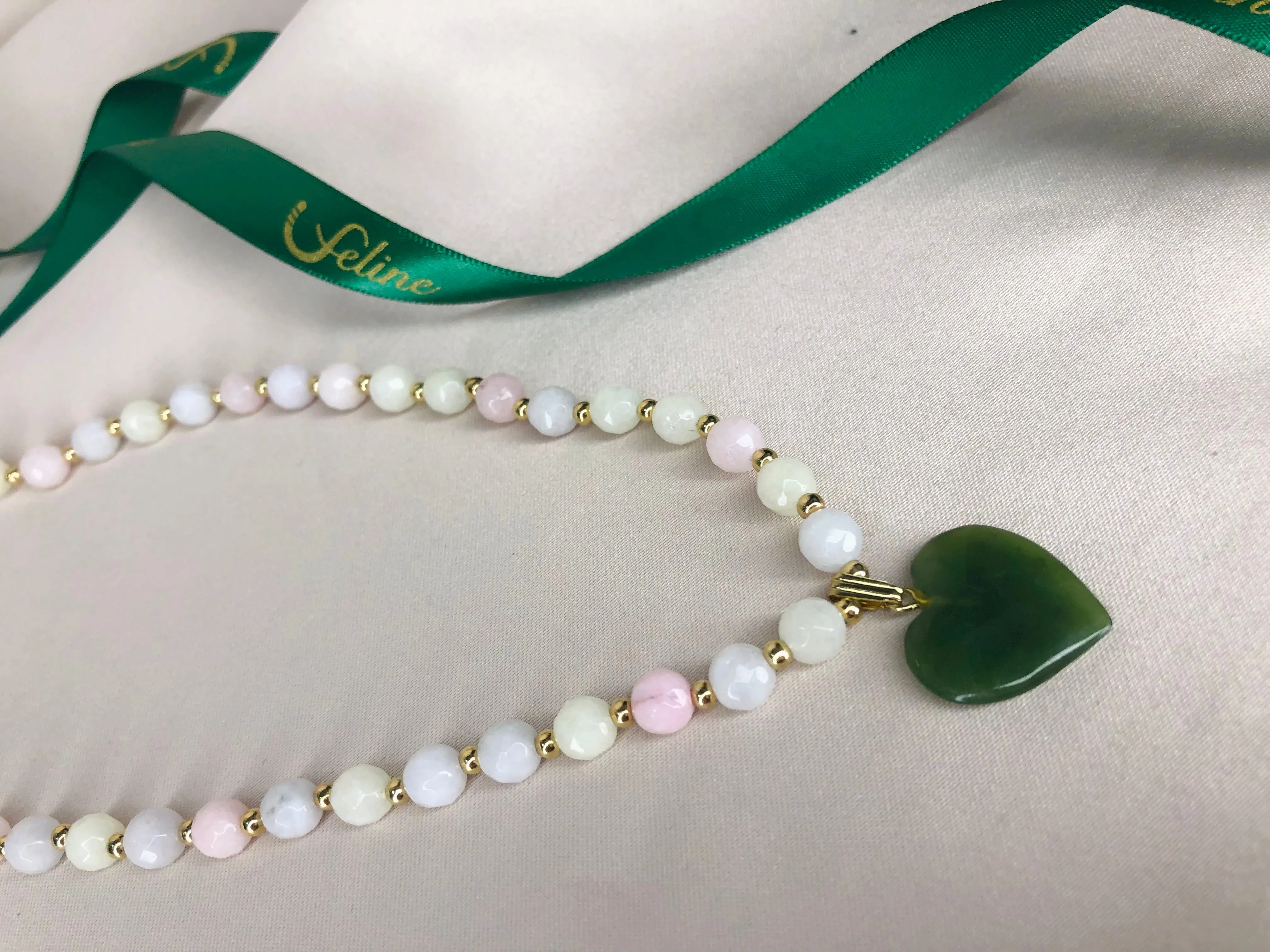 Jada Nephrite Jade Heart Necklace