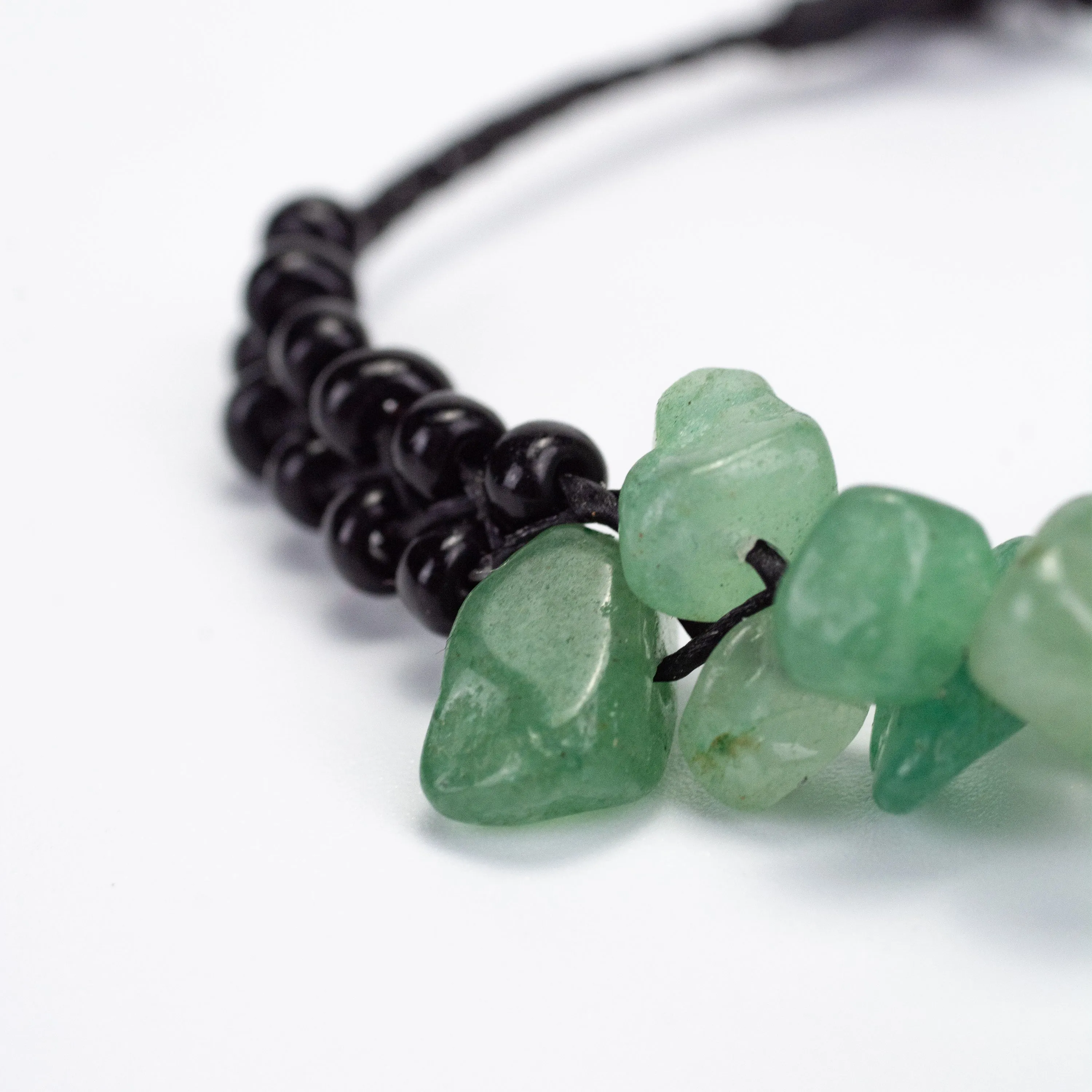 Jade Stones and Black Beads Bracelet in Black