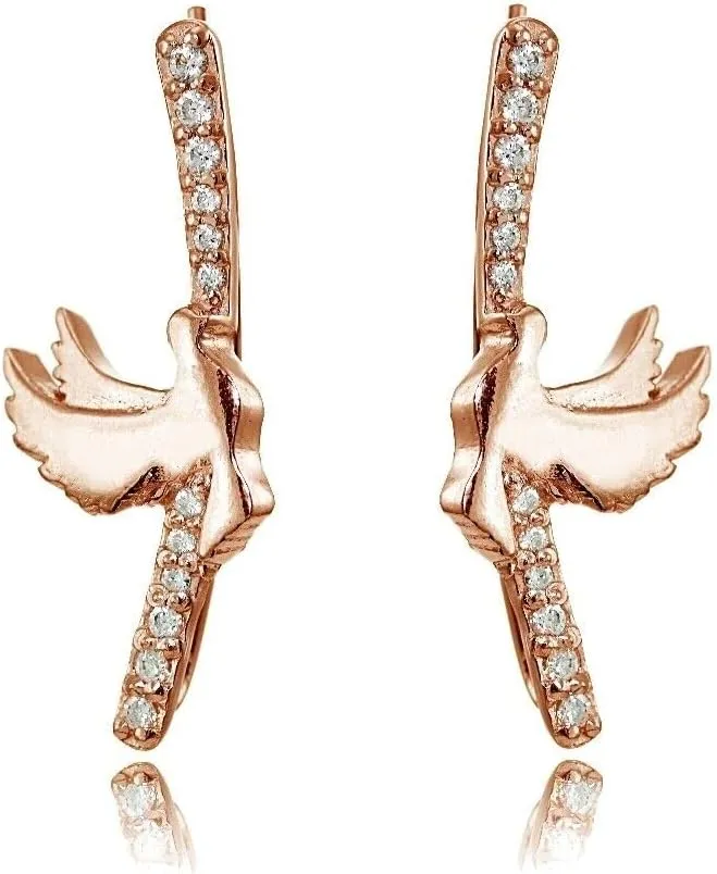 Jewelry Necklaces, Bracelets, Chains and more - Rose Gold Flashed Sterling Silver Cubic Zirconia Dov Climber Crawler Earrings - XFBX7606