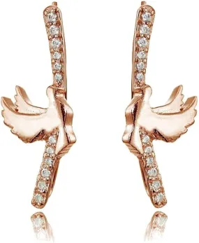 Jewelry Necklaces, Bracelets, Chains and more - Rose Gold Flashed Sterling Silver Cubic Zirconia Dov Climber Crawler Earrings - XFBX7606