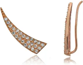 Jewelry Necklaces, Bracelets, Chains and more - Rose Gold Flashed Sterling Silver CZ Horn Crawler Climber Hook Earrings - XFBX8688