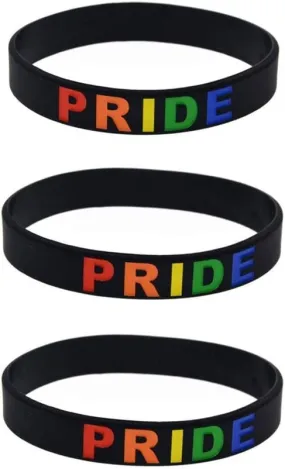 JOYID PRIDE Gay Rainbow Bracelets Silicone Rubber Wristbands Bracelets-3pcs