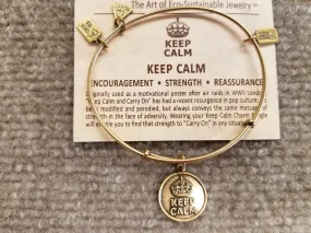 Keep Calm Brass Expandable Charm Bracelet Wind And Fire