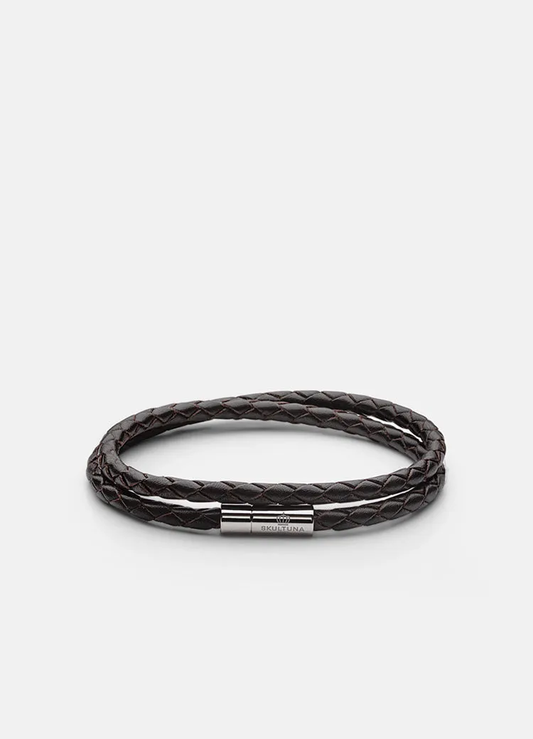 Leather Bracelet | 4mm | Silver | Dark Brown