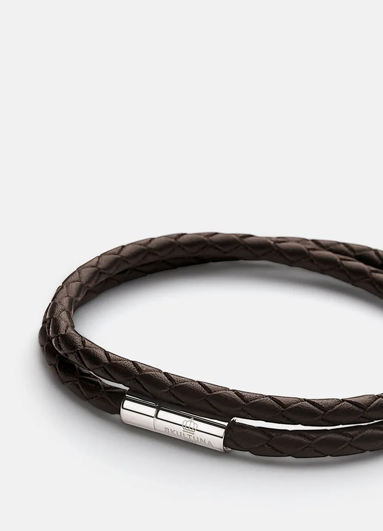 Leather Bracelet | 4mm | Silver | Dark Brown