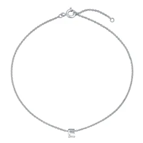 Letter Block Alphabet Initial Ankle Bracelet Anklet Sterling Silver