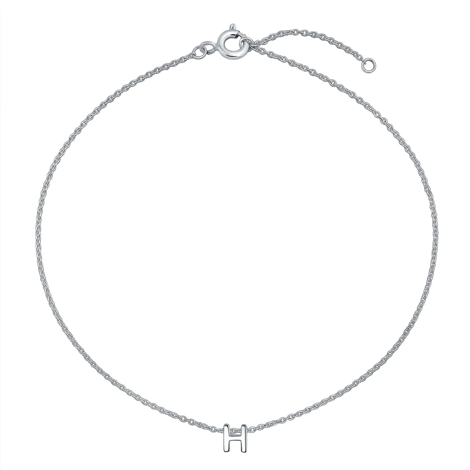 Letter Block Alphabet Initial Ankle Bracelet Anklet Sterling Silver