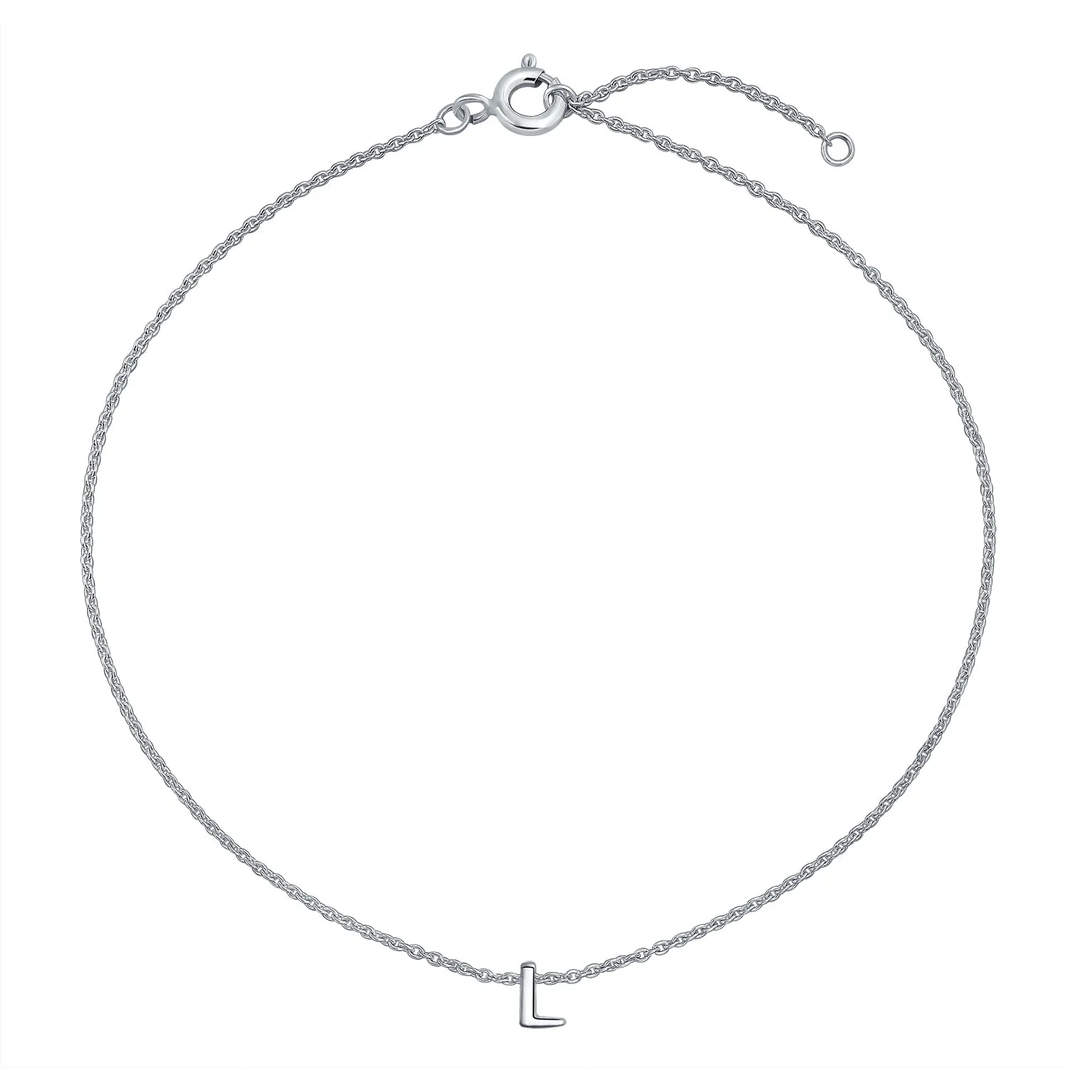 Letter Block Alphabet Initial Ankle Bracelet Anklet Sterling Silver