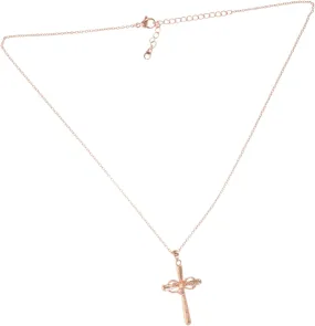 LIFKOME Rose Cross Pendant Necklace for Women Elegant Gothic Style Religious Jewelry Dainty Rose Flower Design for Daily Wear and Special Occasions