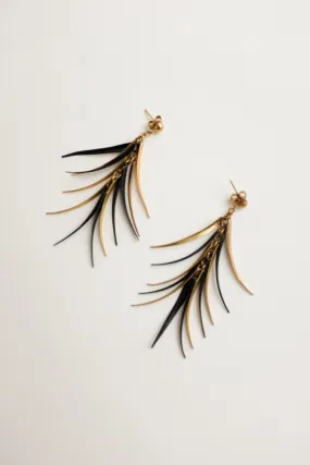 LONG GOLD BLACK VINTAGE EARRINGS
