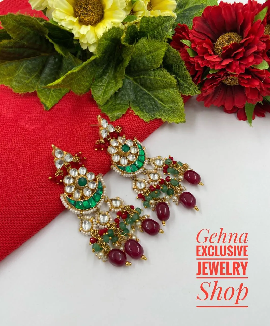 Majestic Red Crystal Chatai Choker For Ladies By Gehna Shop