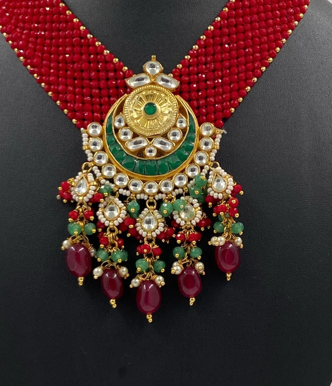 Majestic Red Crystal Chatai Choker For Ladies By Gehna Shop