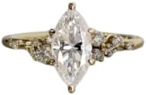 Marquise Cut Cubic Zirconia Ring | Vintage CZ Engagement Ring | Gold Plated Unique Snowdrift 6 Prong Engagement Ring Diamond Wedding Ring! Ring Size US 3-12