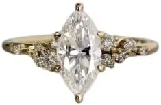 Marquise Cut Cubic Zirconia Ring | Vintage CZ Engagement Ring | Gold Plated Unique Snowdrift 6 Prong Engagement Ring Diamond Wedding Ring! Ring Size US 3-12