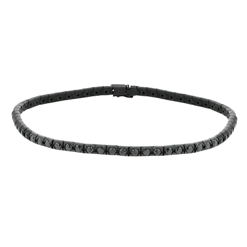 Men's Bracelet In 14k Black Gold With Black Diamonds