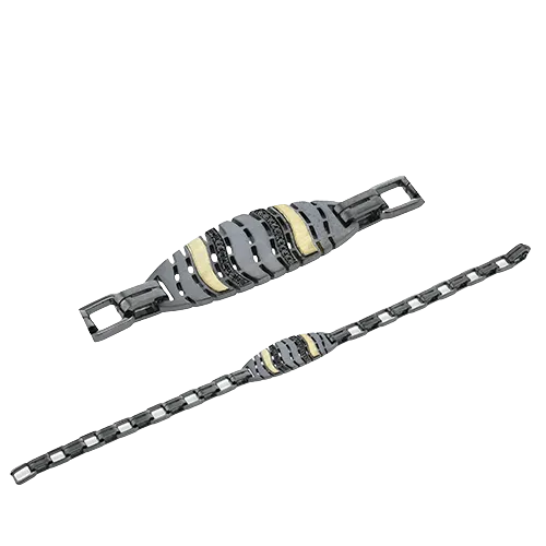 Men's Ruthenium Bracelet In 14k Gold With Diamonds