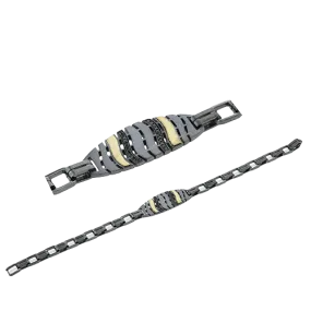 Men's Ruthenium Bracelet In 14k Gold With Diamonds