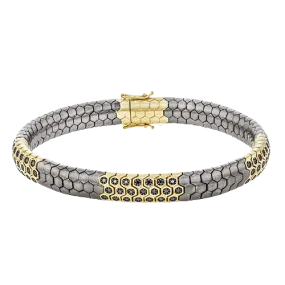 Men's Titanium Bracelet In 14k Gold With Black Diamonds