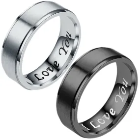 MRoyale™ Couple's Matching Stainless Steel 'I Love You' Wedding Band Ring
