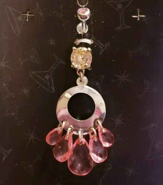 Multi-Crystal Oval Navel Dangle