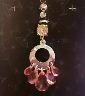 Multi-Crystal Oval Navel Dangle
