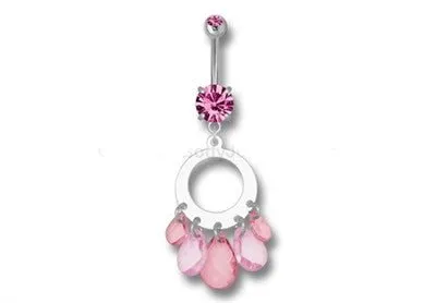 Multi-Crystal Oval Navel Dangle