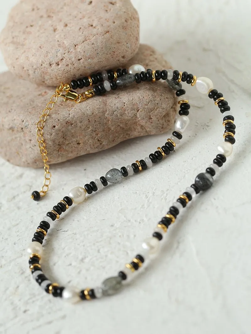 Multiple Irregular Colored Agates Jade Bracelet-Black