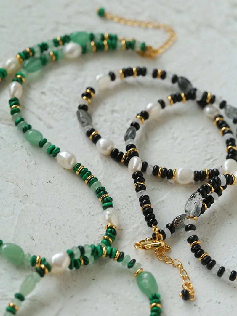 Multiple Irregular Colored Agates Jade Bracelet-Black