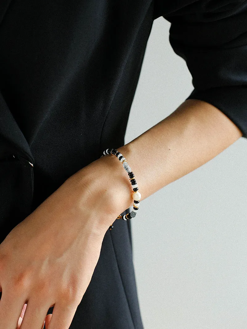 Multiple Irregular Colored Agates Jade Bracelet-Black