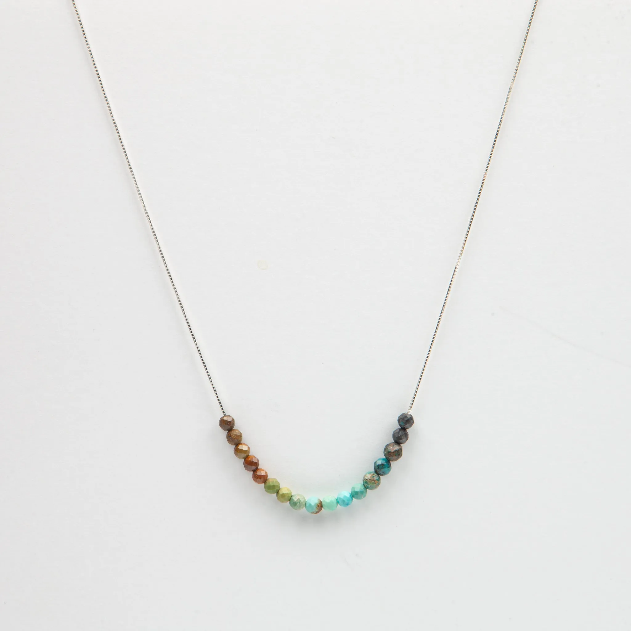 Natural Turquoise Adjustable Slide Chain Gemstone Necklace