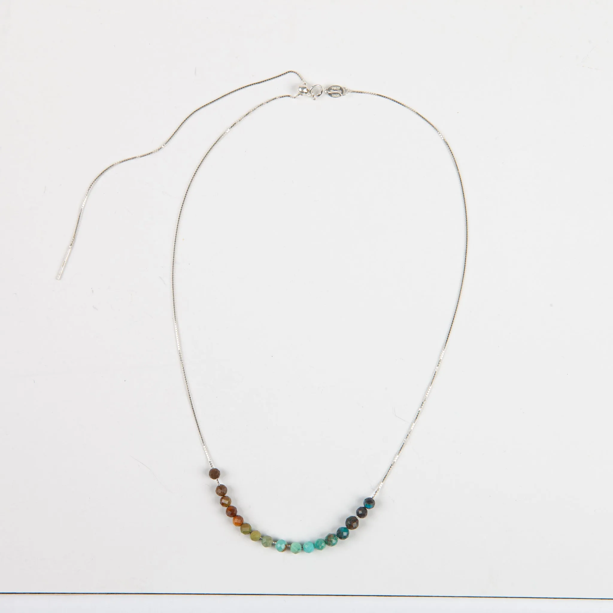 Natural Turquoise Adjustable Slide Chain Gemstone Necklace