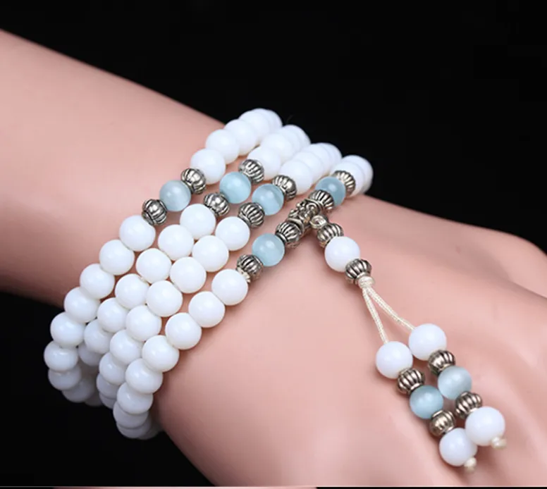 Natural White Jade Bracelet, Gemstone Crystal Beads Bracelet