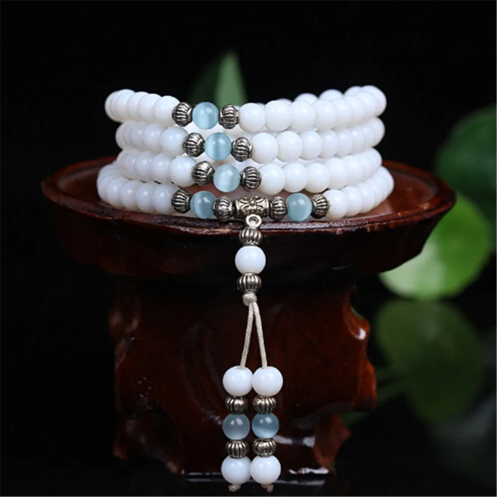 Natural White Jade Bracelet, Gemstone Crystal Beads Bracelet