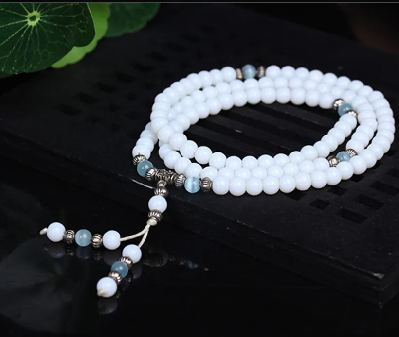 Natural White Jade Bracelet, Gemstone Crystal Beads Bracelet