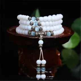 Natural White Jade Bracelet, Gemstone Crystal Beads Bracelet