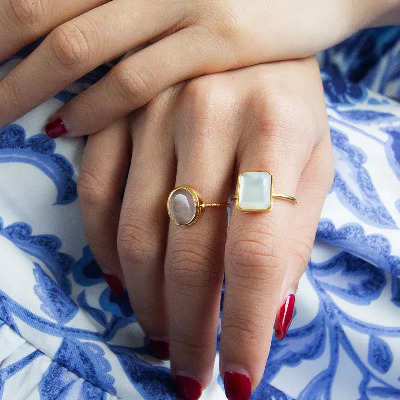 Octagon Cut Mother of Pearl Ring