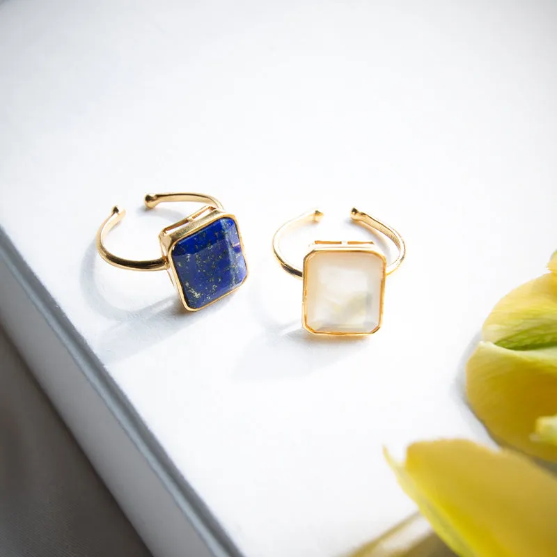 Octagon Cut Mother of Pearl Ring