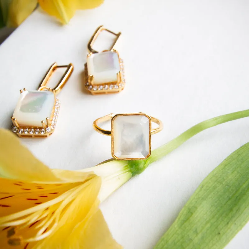 Octagon Cut Mother of Pearl Ring