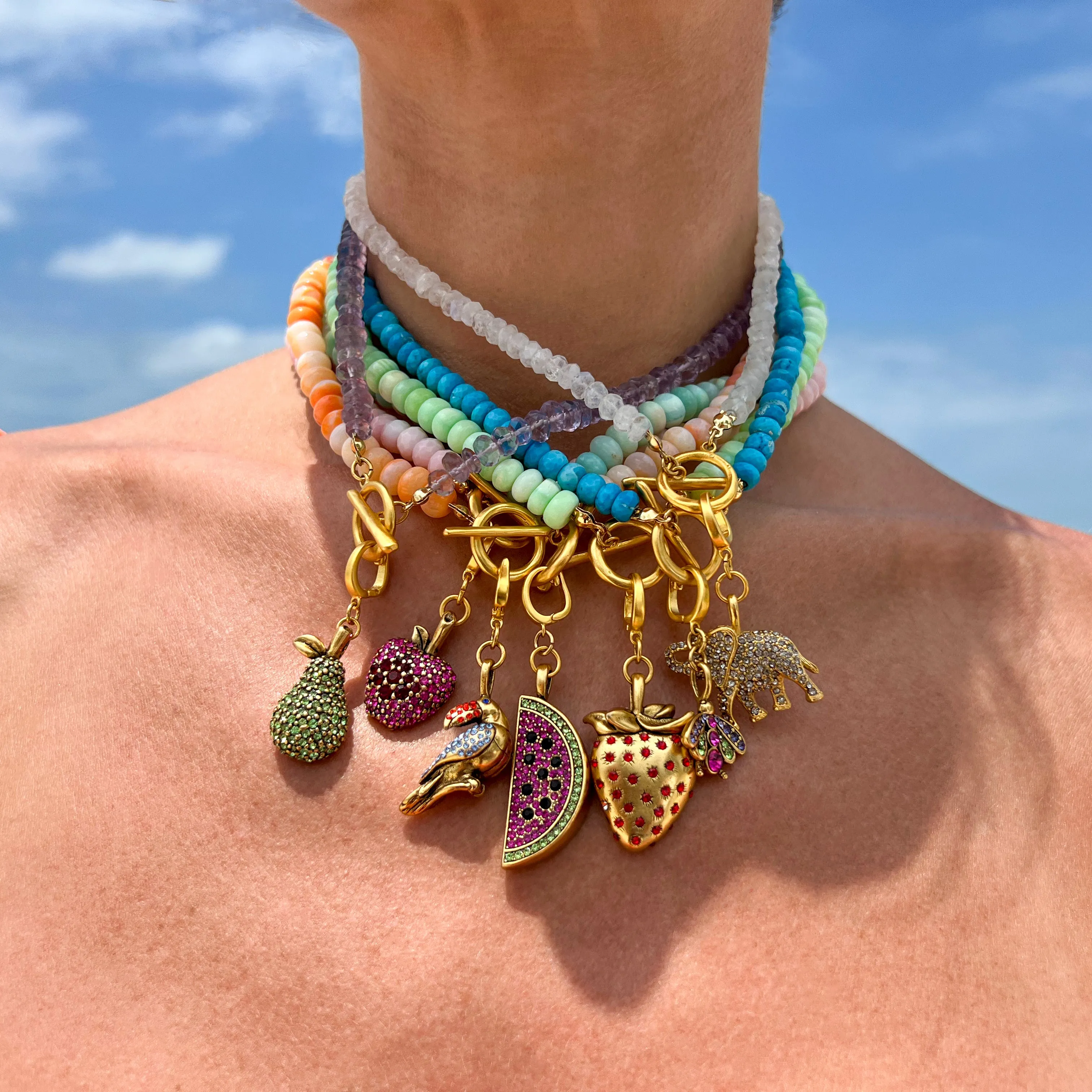 Opal Candy Gem Beaded Choker Necklace