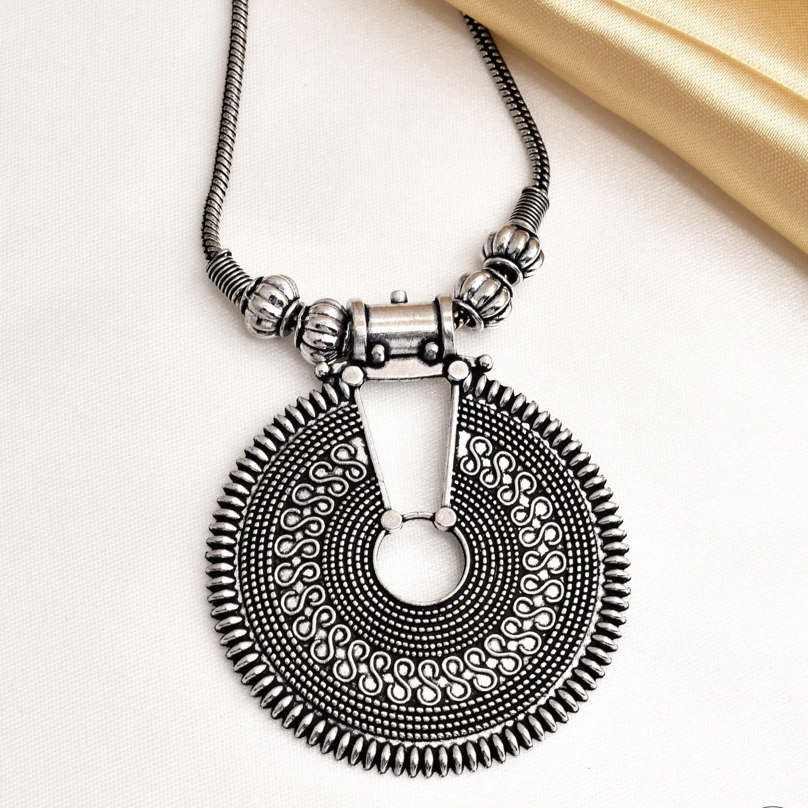 Oxidized Silver Beautiful Pendant Necklace