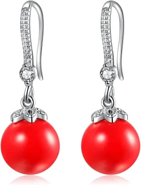 Pearl Earrings Hoop for Women Gold Hoops Drop Dangle Earrings Girls (18k GOLD)