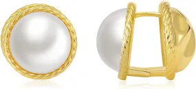 Pearl Stud Earrings for Women, Round Stud White Simulated Shell Pearl Earrings Hypoallergenic Jewelry for Her