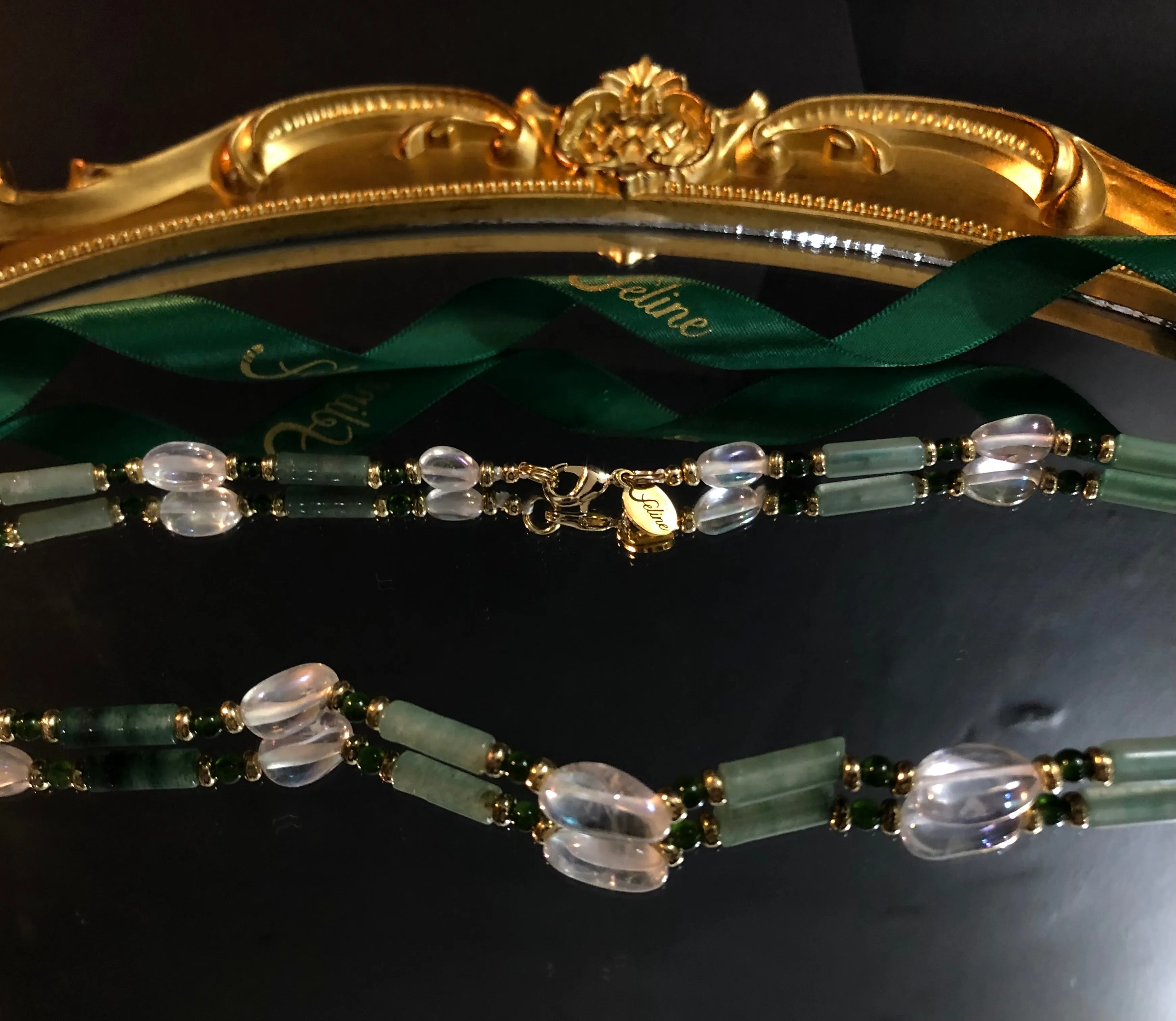 Pepa Cylinder Jade   Clear Quartz Necklace
