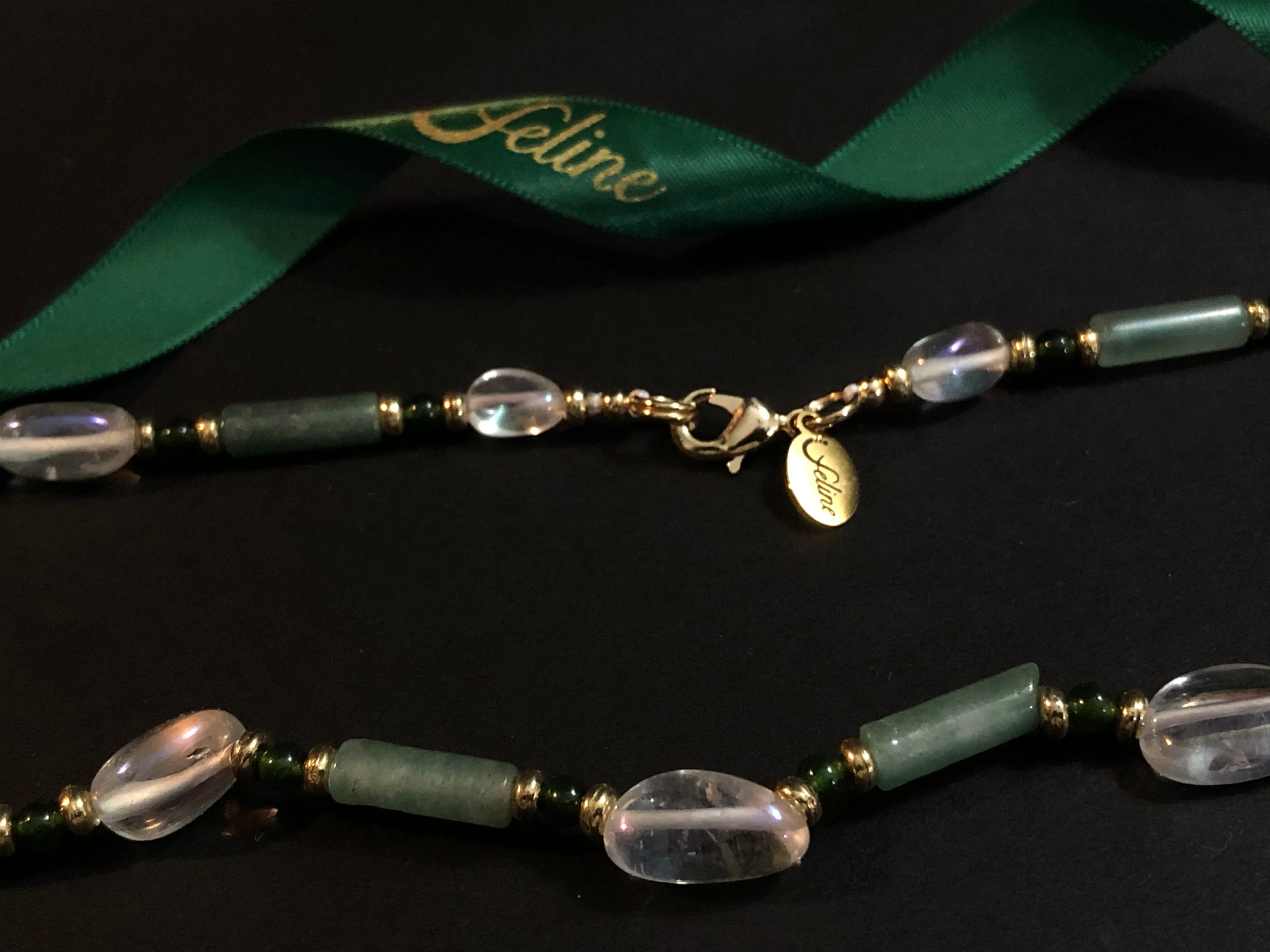 Pepa Cylinder Jade   Clear Quartz Necklace