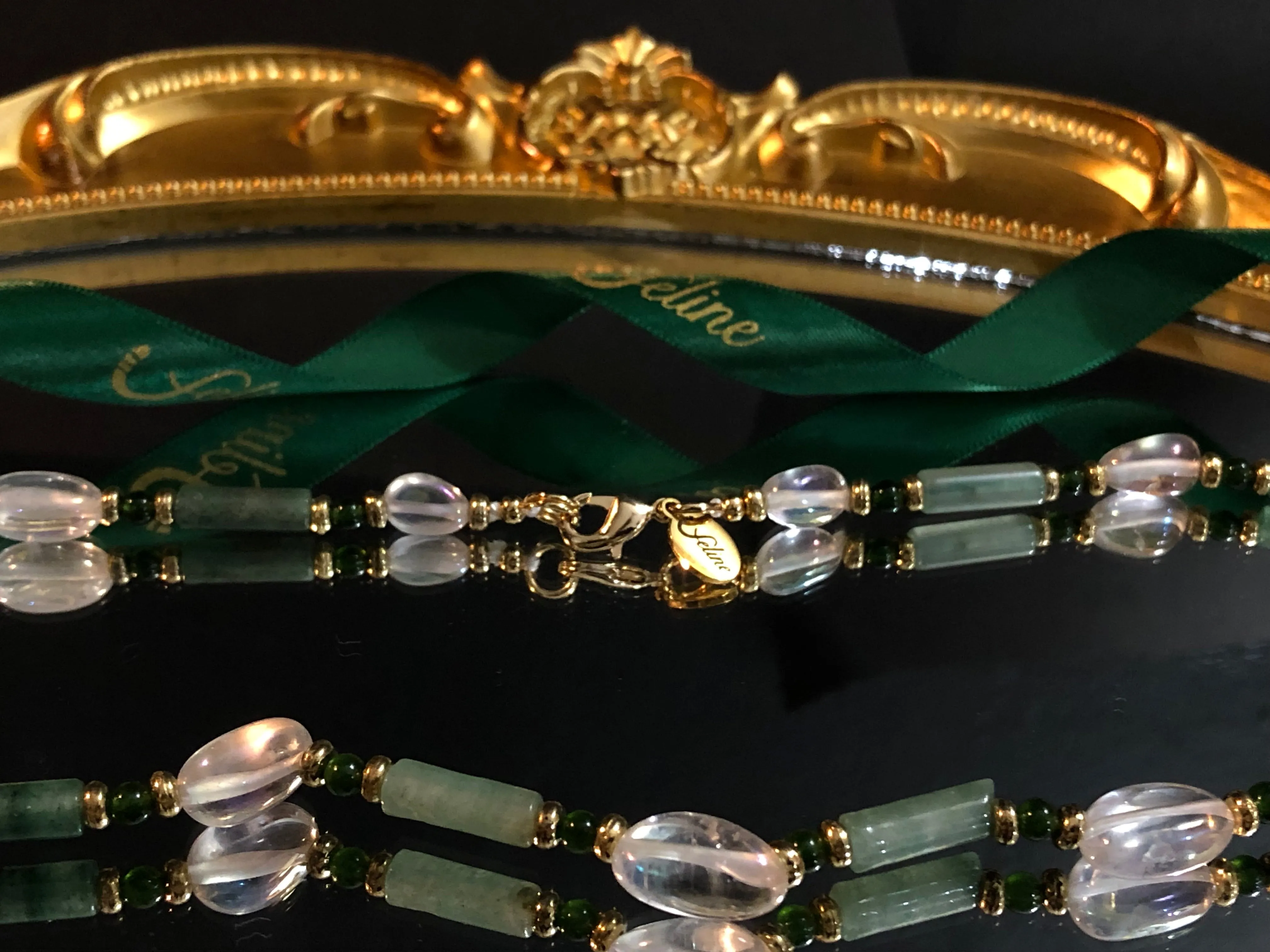 Pepa Cylinder Jade   Clear Quartz Necklace