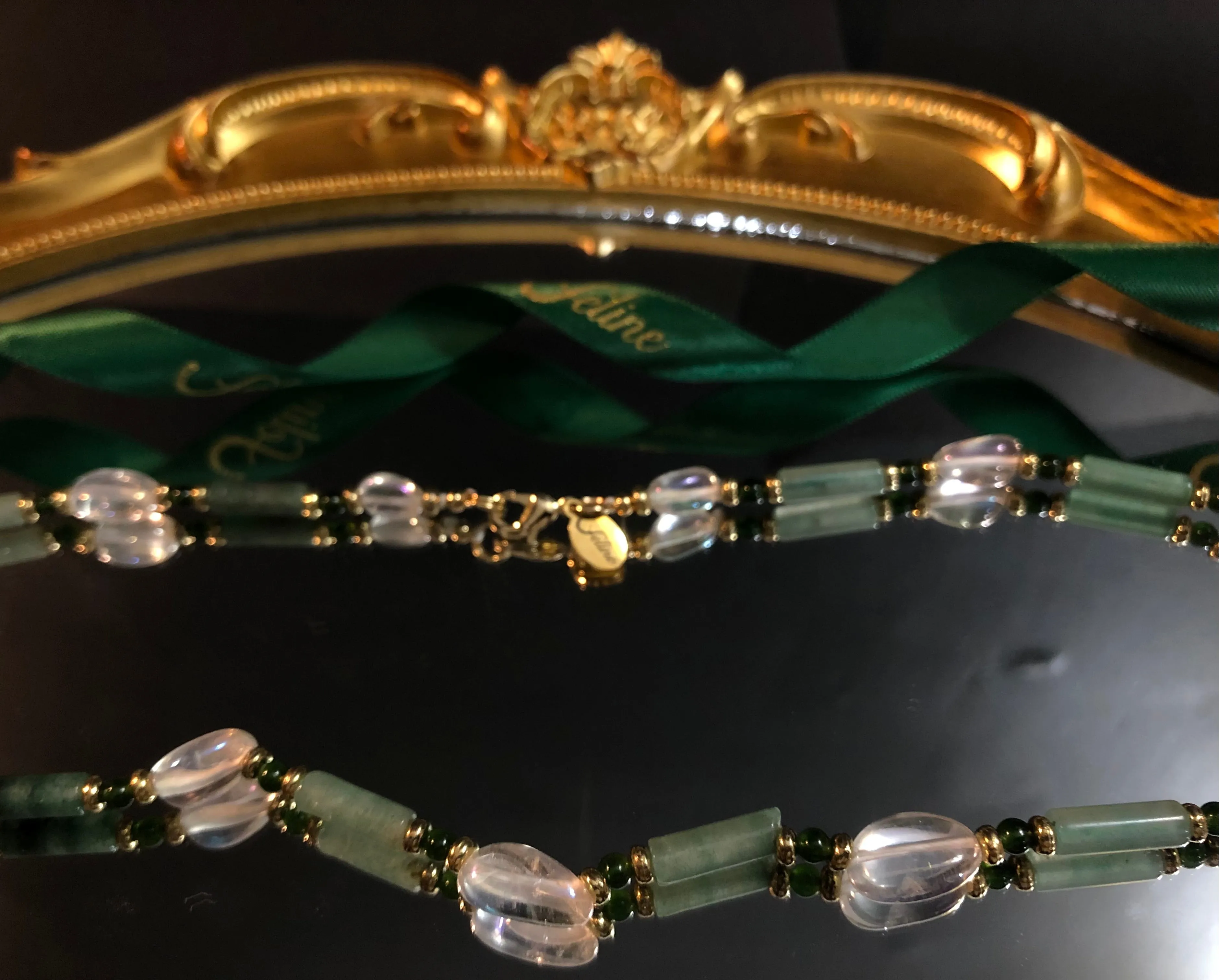 Pepa Cylinder Jade   Clear Quartz Necklace