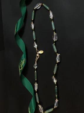 Pepa Cylinder Jade   Clear Quartz Necklace
